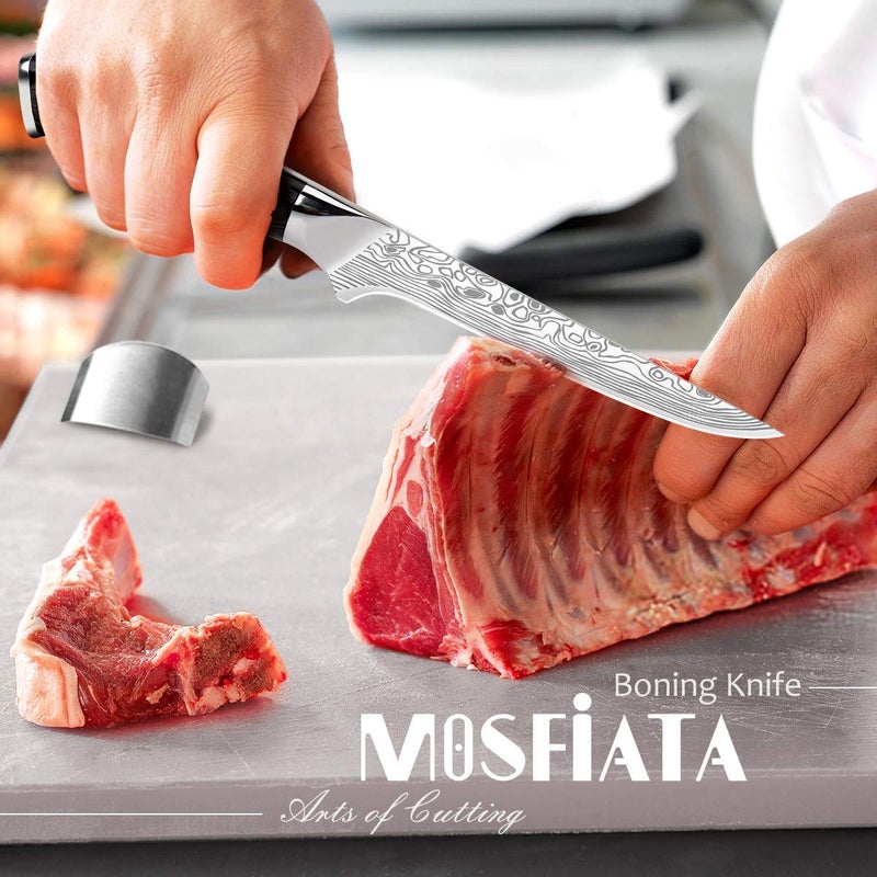 MOSFiATA 6" Boning Knife, Sharp Kitchen Cooking Knife with Finger Guard and Knife Sharpener, German High Carbon Stainless Steel EN1.4116 Chefâ€™s Knife with Micarta Handle and Gift Box - Image 4